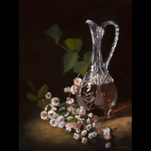 Epiphany Fine Art crystal carafe and flowers