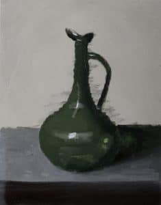 painting of green bottle