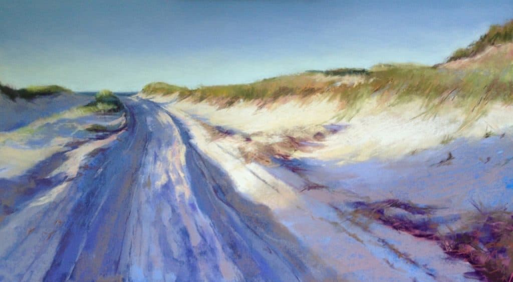 Jeanne Rosier Smith pastel painting of coastal landscape dunes and grasses