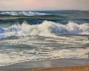 Jeanne Rosier Smith pastel painting of rough tumbling sea foam