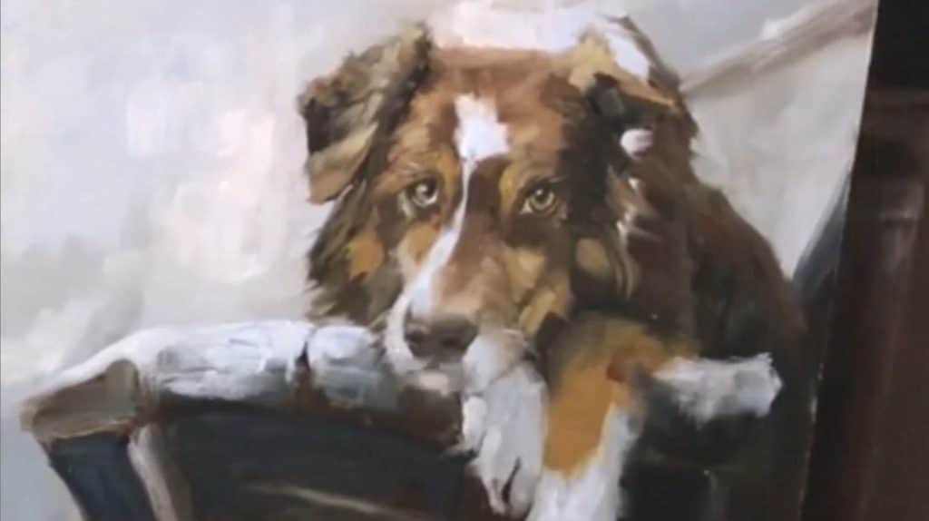 Jessica Henry Gray painting of a border collie