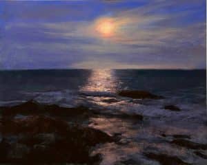Jeanne Rosier Smith pastel painting of a Seascape Nocturne