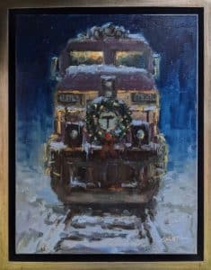Jonathan McPhillips plein air painting of a train