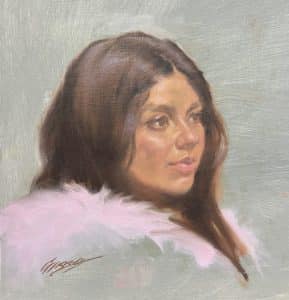 Oil portrait of Asma by Gavin Glakas demo