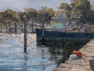 A plein air painting of a boat by Jonathan McPhillips